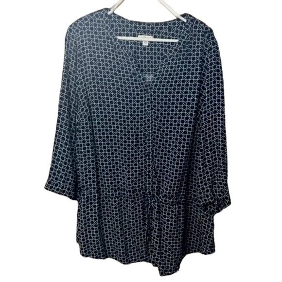 Croft & Barrow Women’s Long Sleeve Navy and White Patterned Tunic Size 2X - Picture 1 of 11